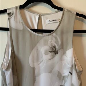 Calvin Klein Women's Floral Sleeveless Dress - Gray and White